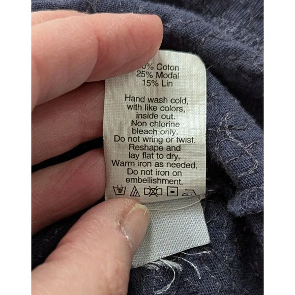 J Crew Sequin Scoop Neck Cotton Stretch Knit Top Size XS Aegean Blue - Picture 9 of 10